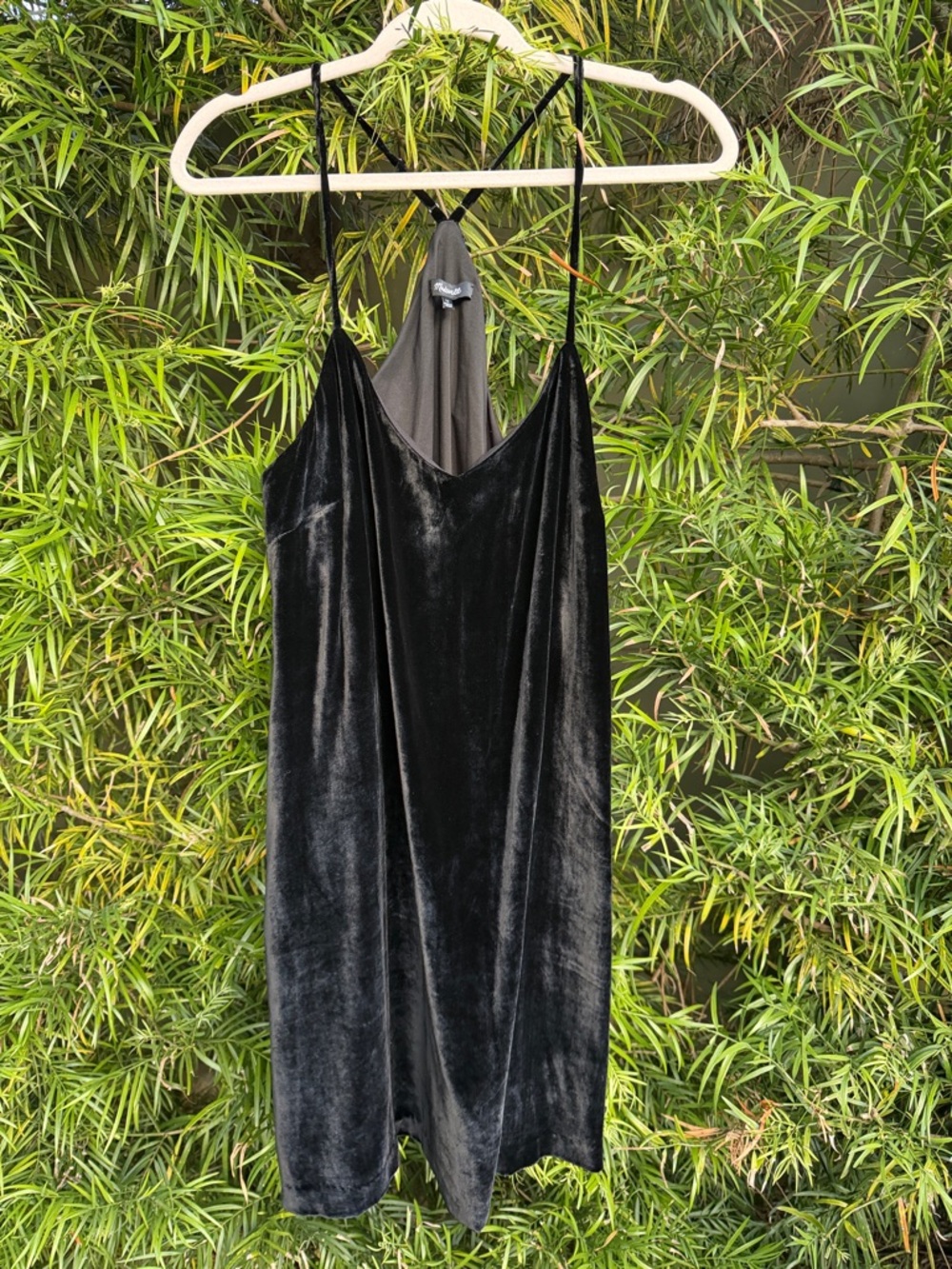 Madewell Black Velvet Shift with Spaghetti Straps
